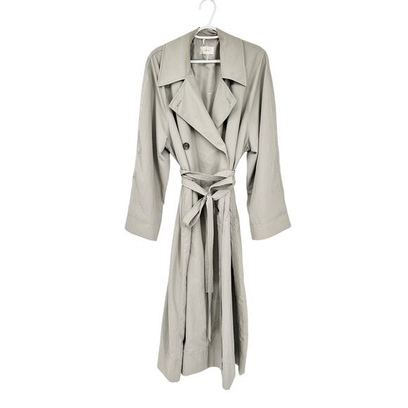 The Row Agathan Technical Nylon Gray Double Breasted Oversized Trench Coat Sz M - Picture 3 of 8